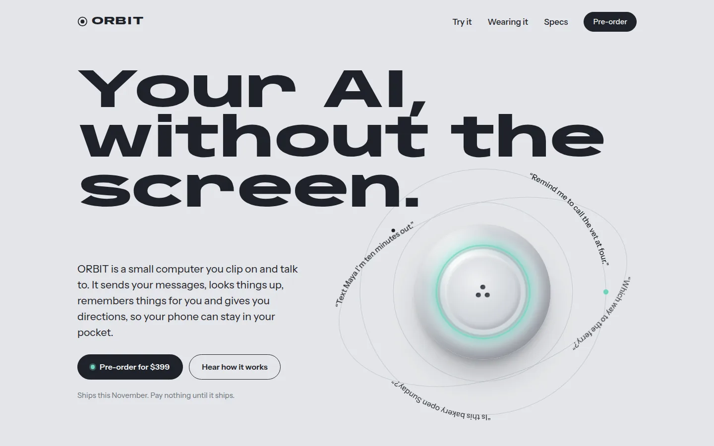 + frontend-design homepage for ORBIT, 1440 by 900 viewport