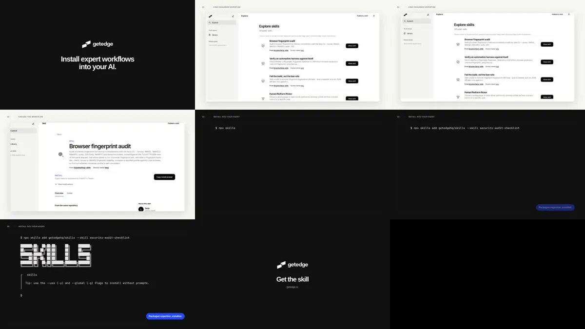 Nine-frame contact sheet of the launch video made with serena-launch-video